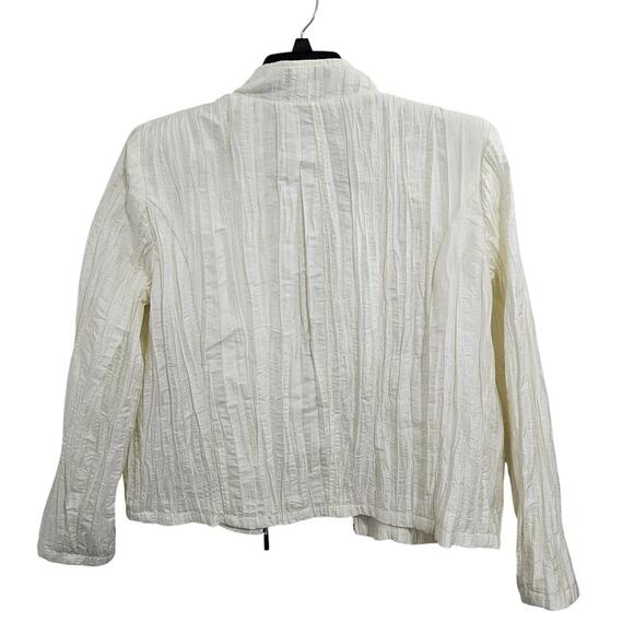 Montanaco Cream Funky Crinkle Zip-Up Pocketed Jacket Size Large - Picture 3 of 8